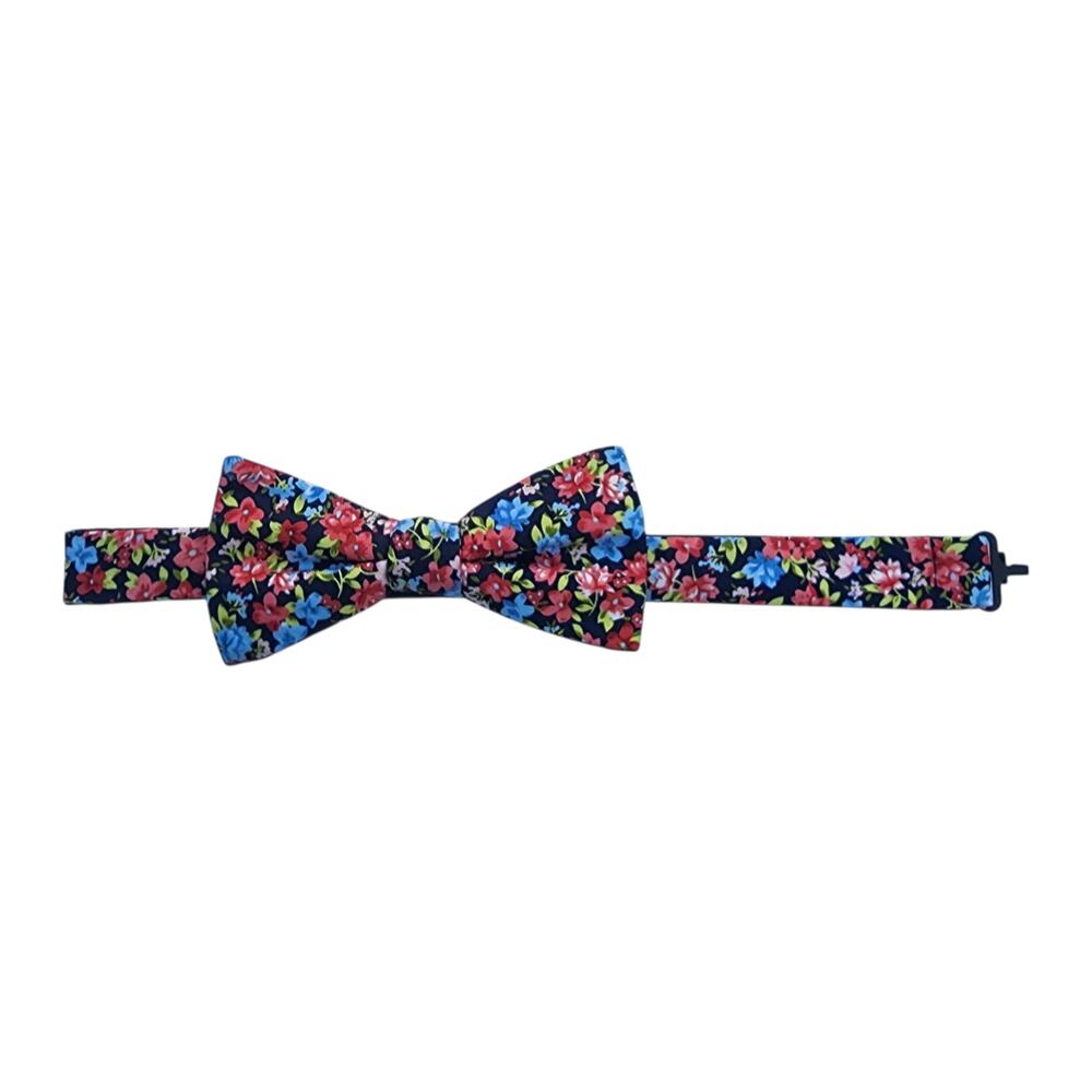 Chaps Bow Tie Multicolor Floral Print 100% Silk Adjustable 14½–20 Pre-Tied